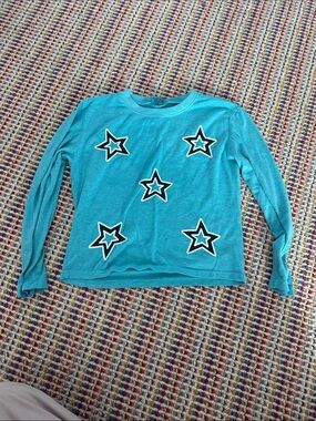 Girls' Long-Sleeve Star Tee in Turquoise